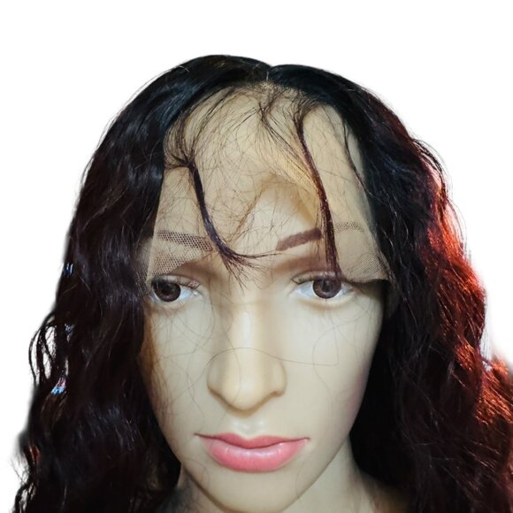 Red Burgundy Wine Long Wavy Lace Front Wig Heat Resistant Synthetic Hair - Picture 6 of 7